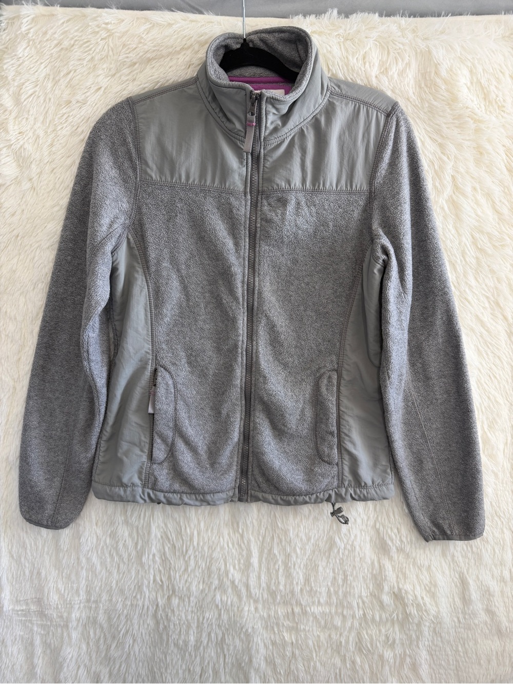 Aeropostale Womens Gorpcore Full Zip Fleece Jacket Size M Grey Granola Girl Y2K